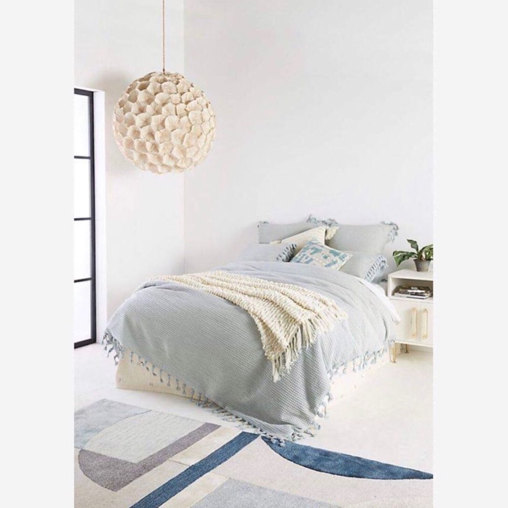 Anthropologie Arienne Textured Tassel Duvet Cover